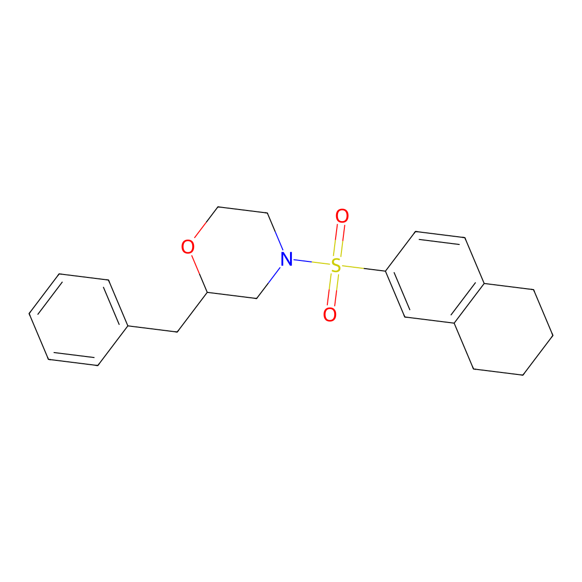 2-Benzyl-4-((5,6,7,8-tetrahydronaphthalen-2-yl)sulfonyl)morpholine molecular structure, CAS 1421462-59-0