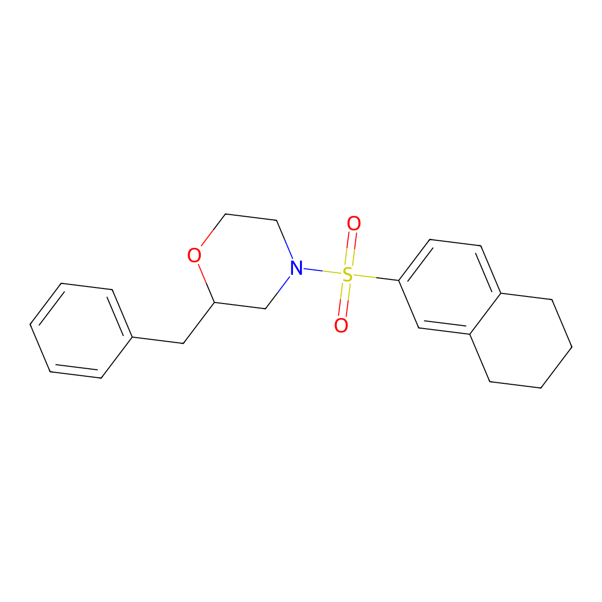 2-Benzyl-4-((5,6,7,8-tetrahydronaphthalen-2-yl)sulfonyl)morpholine molecular structure, CAS 1421462-59-0