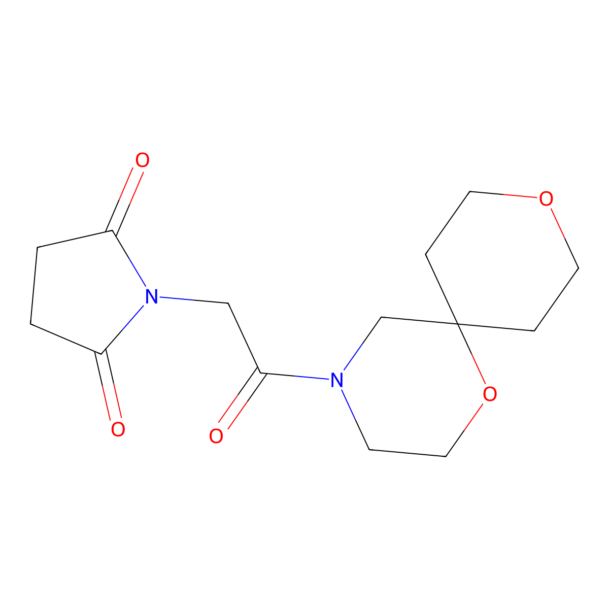 1-(2-Oxo-2-(1,9-dioxa-4-azaspiro[5.5]undecan-4-yl)ethyl)pyrrolidine-2,5-dione molecular structure, CAS 1421462-67-0