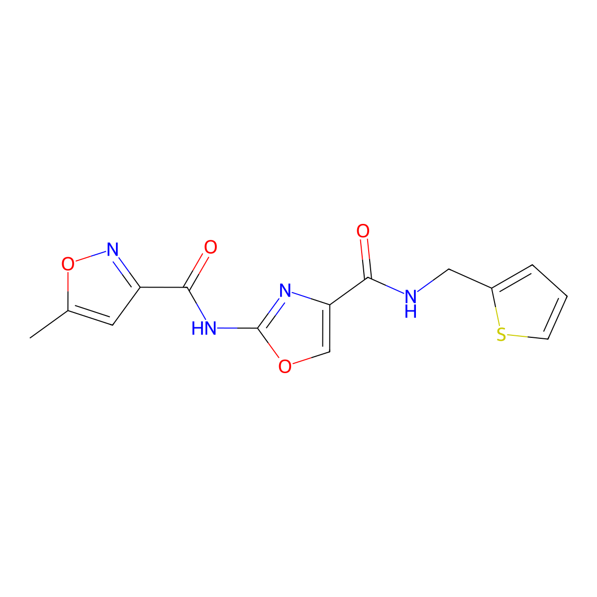 5-methyl-N-(4-((thiophen-2-ylmethyl)carbamoyl)oxazol-2-yl)isoxazole-3-carboxamide molecular structure, CAS 1421462-70-5