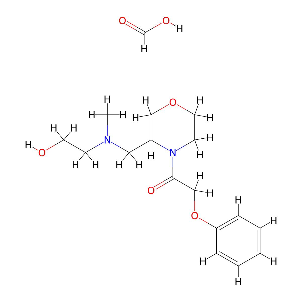 1-(3-(((2-Hydroxyethyl)(methyl)amino)methyl)morpholino)-2-phenoxyethanone formate molecular structure, CAS 1421462-72-7
