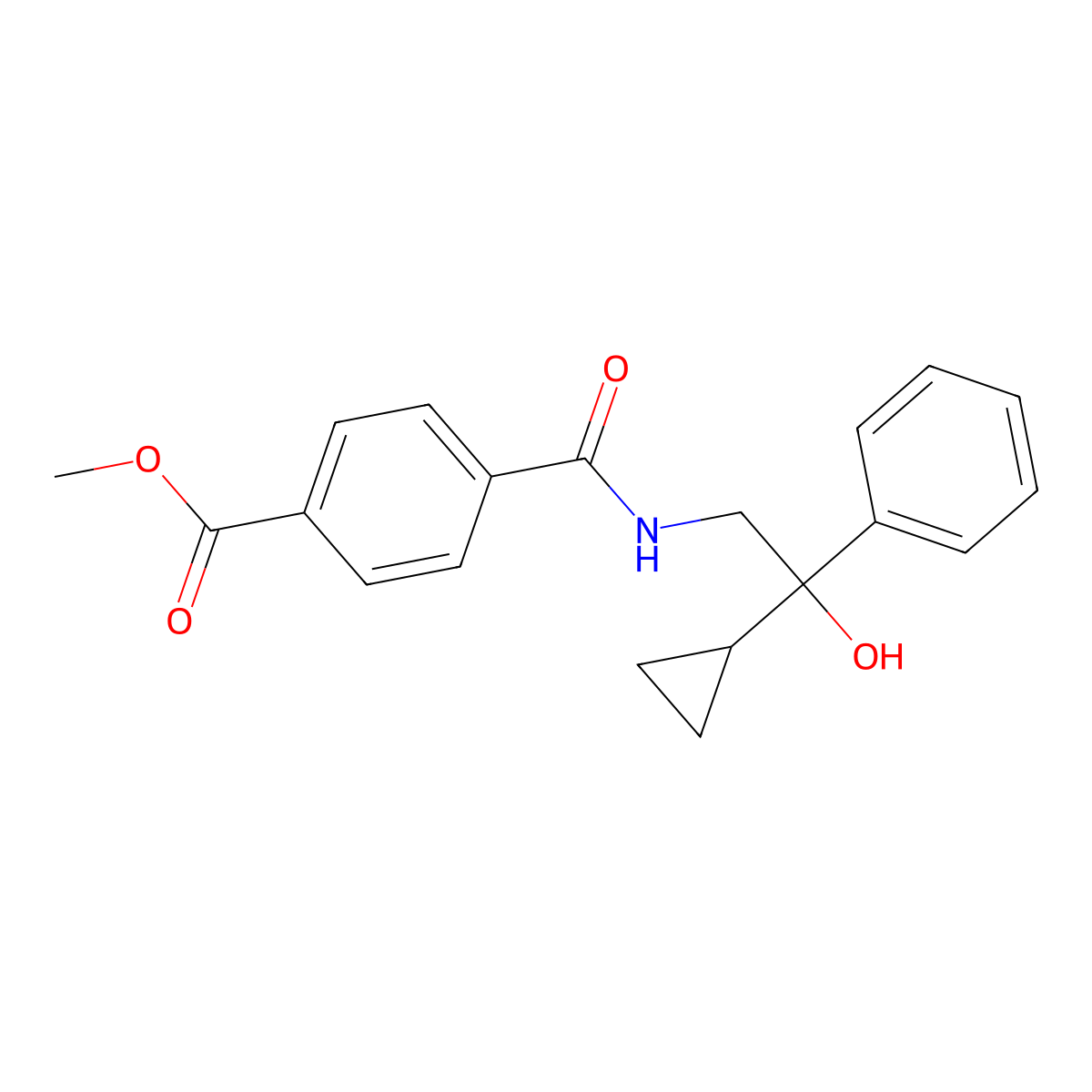 Methyl 4-[(2-cyclopropyl-2-hydroxy-2-phenylethyl)carbamoyl]benzoate molecular structure, CAS 1421462-86-3