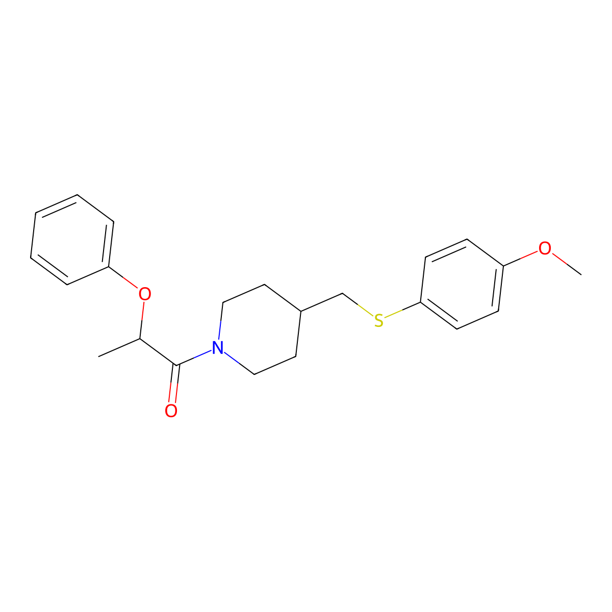 1-(4-(((4-Methoxyphenyl)thio)methyl)piperidin-1-yl)-2-phenoxypropan-1-one molecular structure, CAS 1421462-87-4