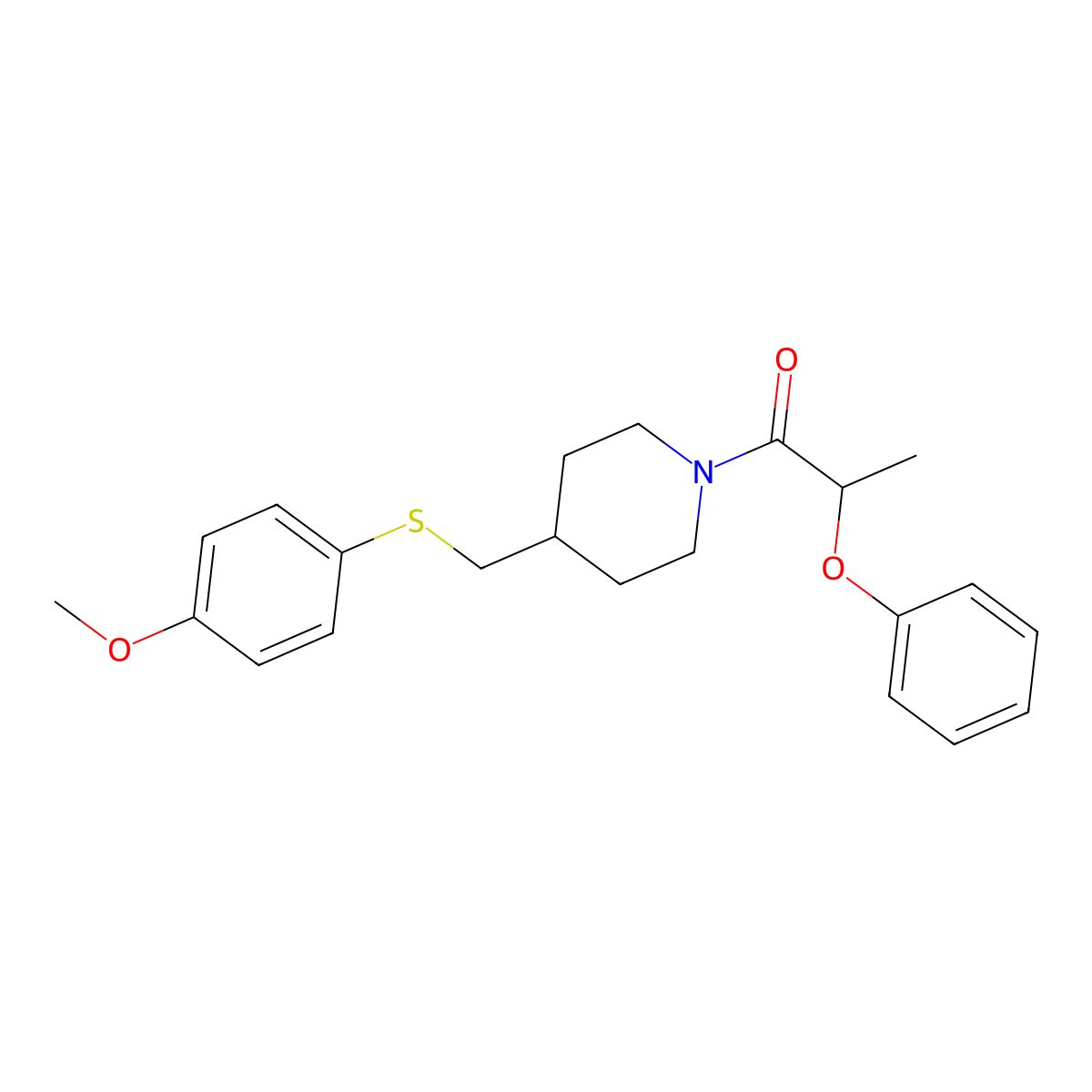 1-(4-(((4-Methoxyphenyl)thio)methyl)piperidin-1-yl)-2-phenoxypropan-1-one molecular structure, CAS 1421462-87-4