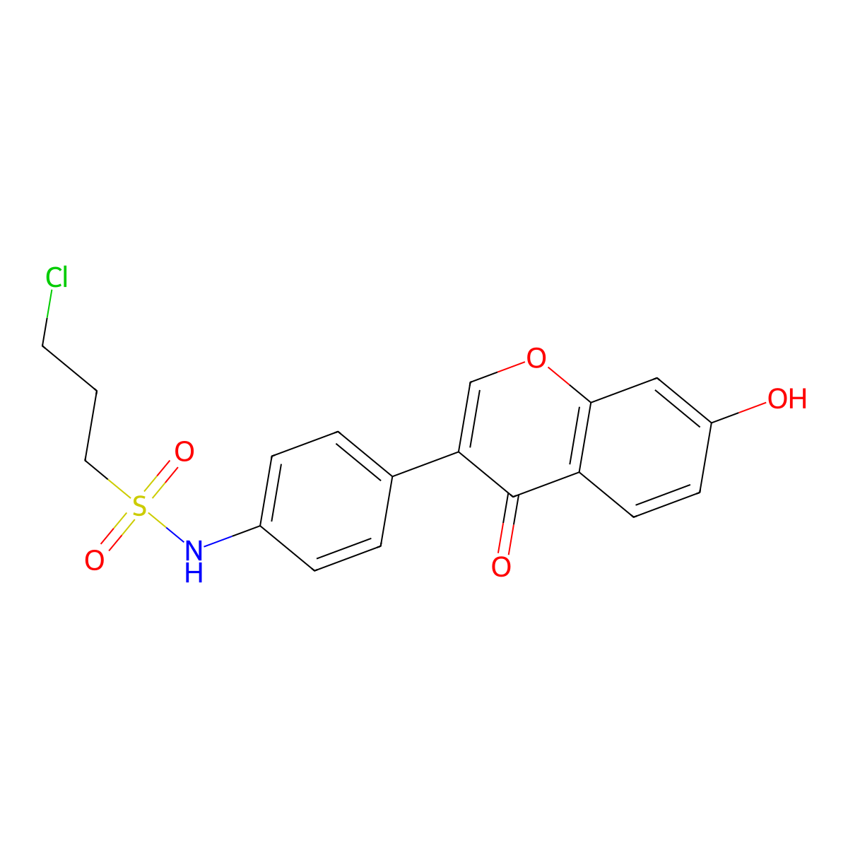 3-chloro-N-(4-(7-hydroxy-4-oxo-4H-chromen-3-yl)phenyl)propane-1-sulfonamide molecular structure, CAS 1421463-07-1