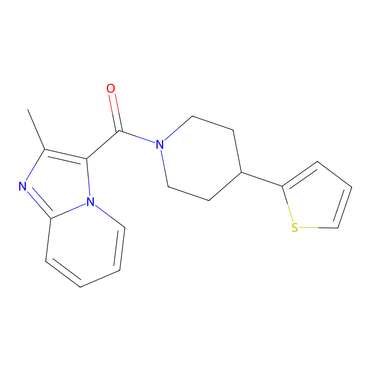 (2-Methylimidazo[1,2-a]pyridin-3-yl)(4-(thiophen-2-yl)piperidin-1-yl)methanone molecular structure, CAS 1421463-17-3