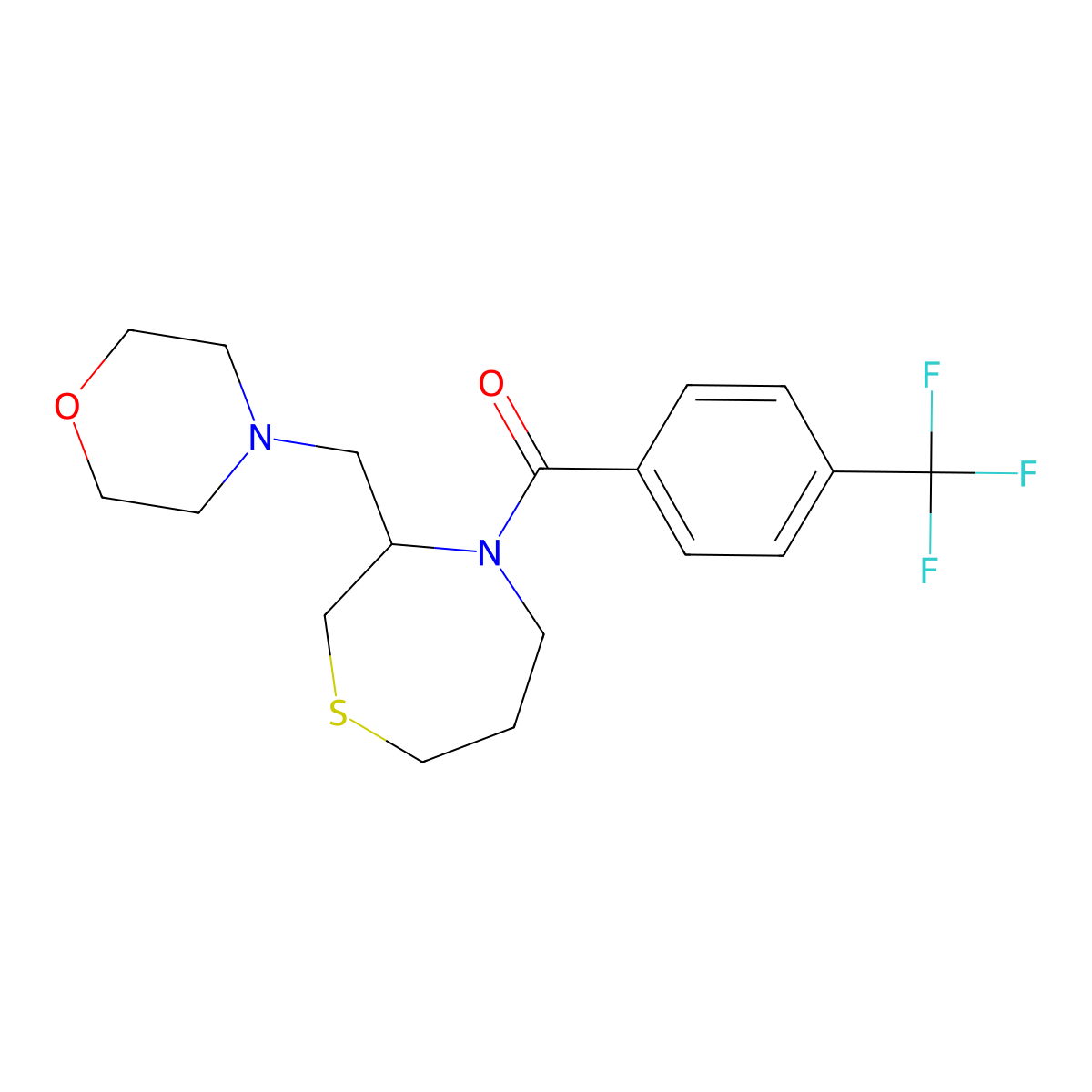 (3-(Morpholinomethyl)-1,4-thiazepan-4-yl)(4-(trifluoromethyl)phenyl)methanone molecular structure, CAS 1421463-30-0