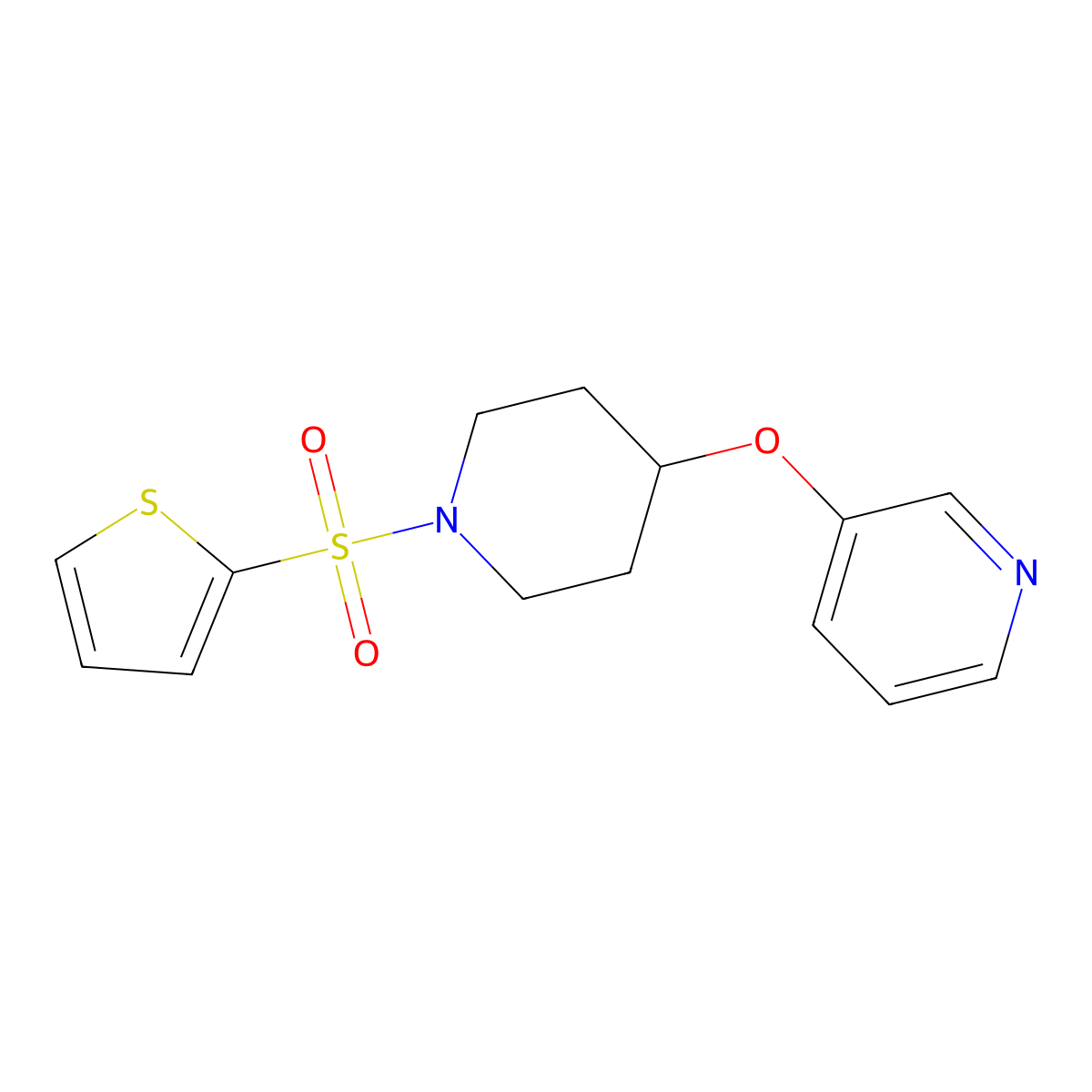 3-((1-(Thiophen-2-ylsulfonyl)piperidin-4-yl)oxy)pyridine molecular structure, CAS 1421463-36-6