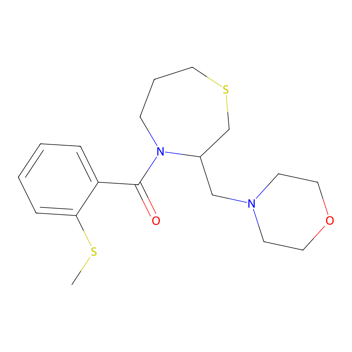 (2-(Methylthio)phenyl)(3-(morpholinomethyl)-1,4-thiazepan-4-yl)methanone molecular structure, CAS 1421463-38-8