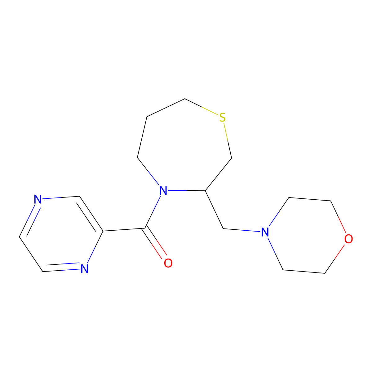 (3-(Morpholinomethyl)-1,4-thiazepan-4-yl)(pyrazin-2-yl)methanone molecular structure, CAS 1421463-43-5