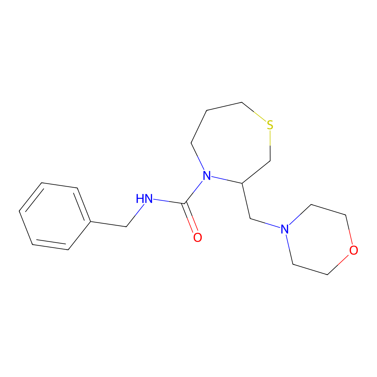 N-benzyl-3-(morpholinomethyl)-1,4-thiazepane-4-carboxamide molecular structure, CAS 1421463-49-1
