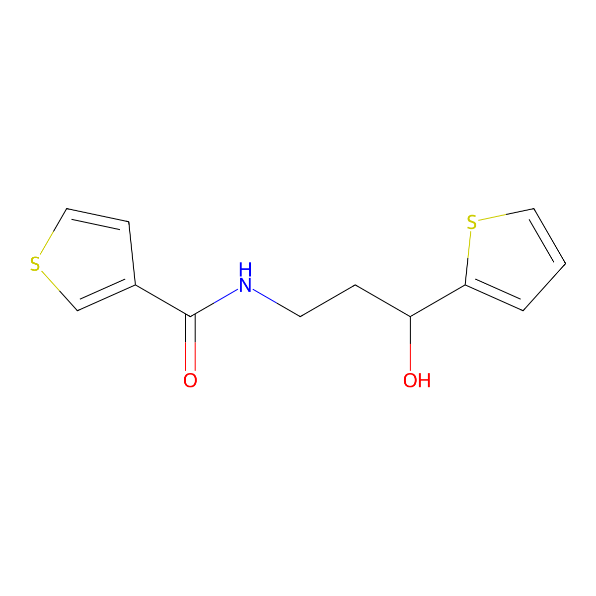 N-[3-Hydroxy-3-(thiophen-2-YL)propyl]thiophene-3-carboxamide molecular structure, CAS 1421463-50-4