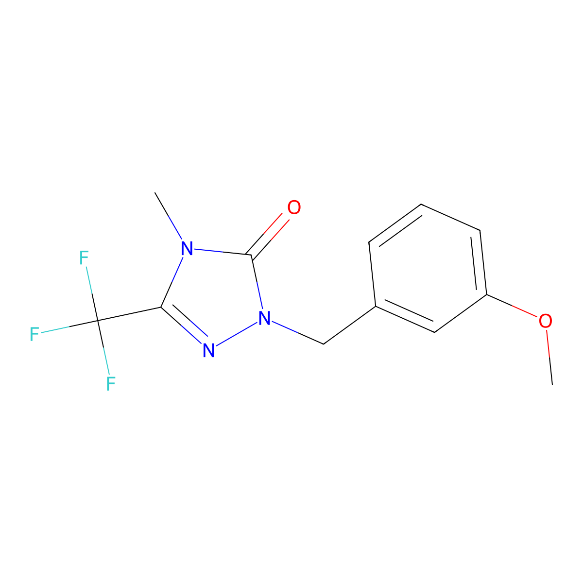 1-(3-methoxybenzyl)-4-methyl-3-(trifluoromethyl)-1H-1,2,4-triazol-5(4H)-one molecular structure, CAS 1421463-52-6