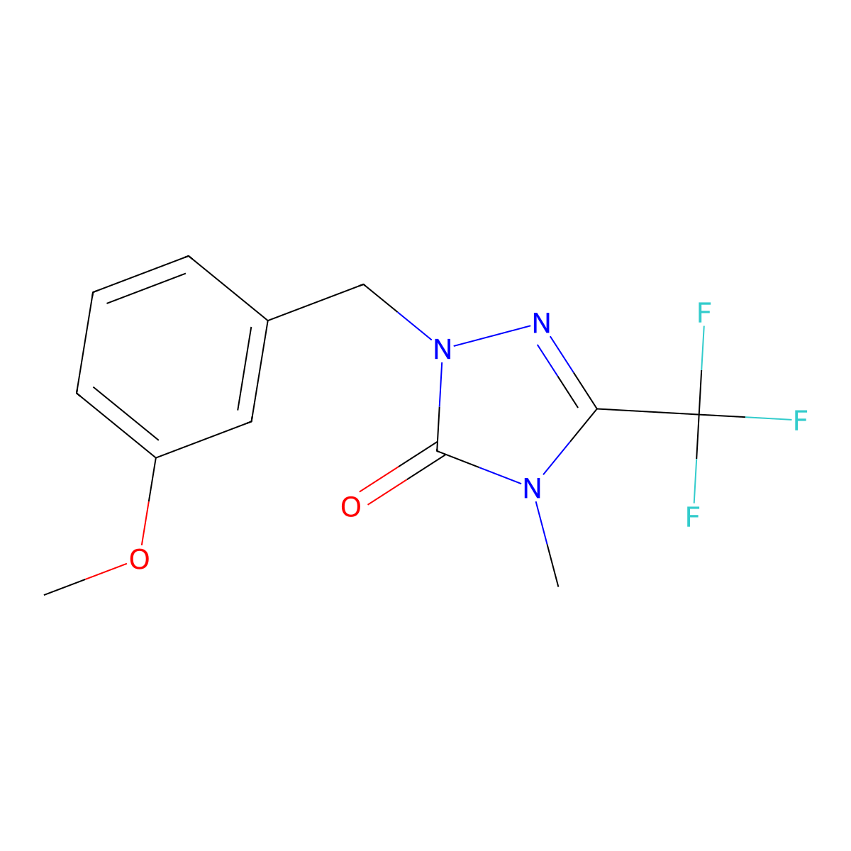 1-(3-methoxybenzyl)-4-methyl-3-(trifluoromethyl)-1H-1,2,4-triazol-5(4H)-one molecular structure, CAS 1421463-52-6
