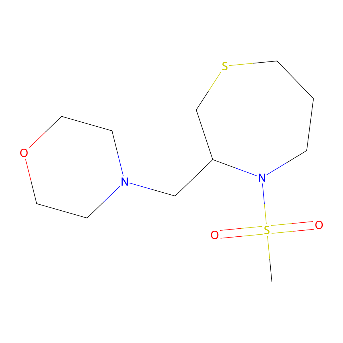 4-((4-(Methylsulfonyl)-1,4-thiazepan-3-yl)methyl)morpholine molecular structure, CAS 1421463-58-2