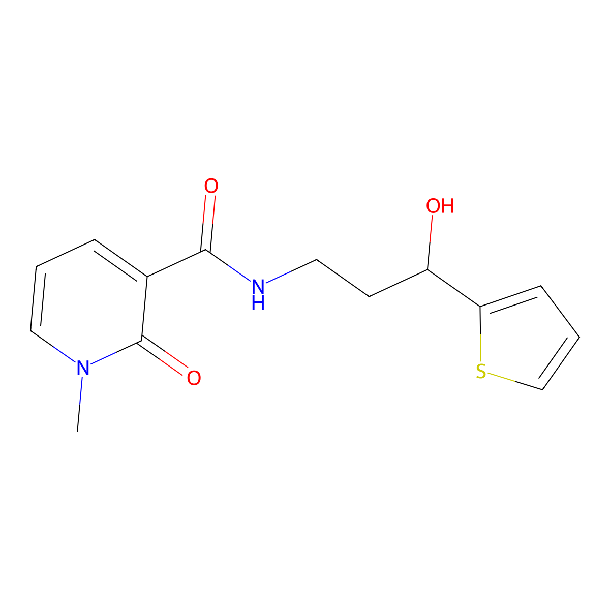 N-[3-hydroxy-3-(thiophen-2-yl)propyl]-1-methyl-2-oxo-1,2-dihydropyridine-3-carboxamide molecular structure, CAS 1421463-60-6