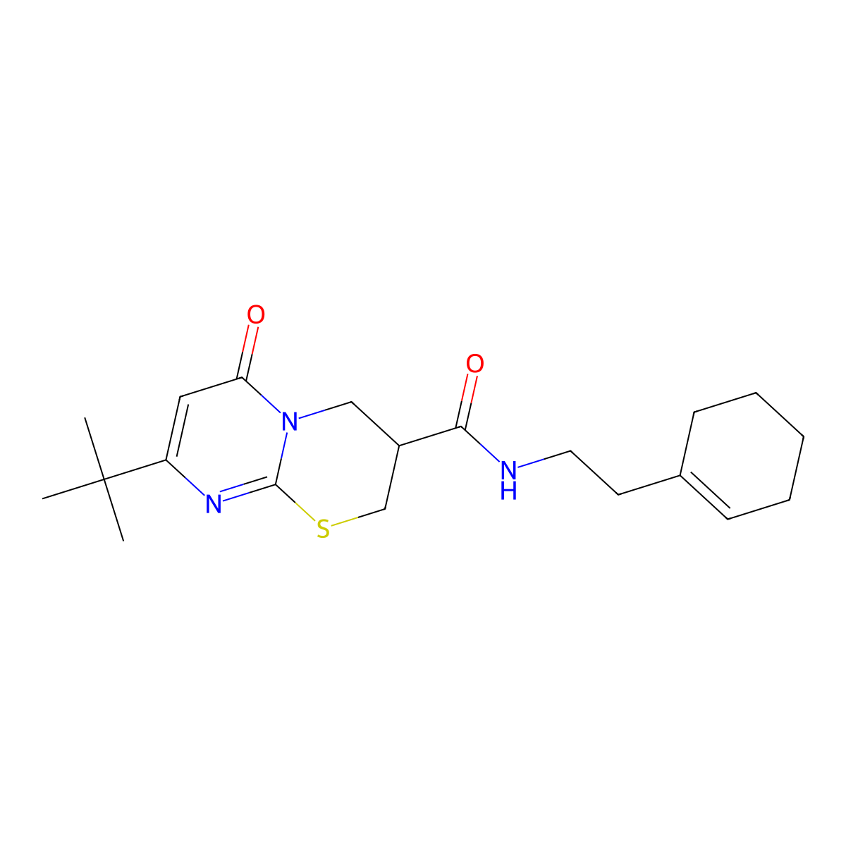 8-(tert-butyl)-N-(2-(cyclohex-1-en-1-yl)ethyl)-6-oxo-2,3,4,6-tetrahydropyrimido[2,1-b][1,3]thiazine-3-carboxamide molecular structure, CAS 1421463-81-1
