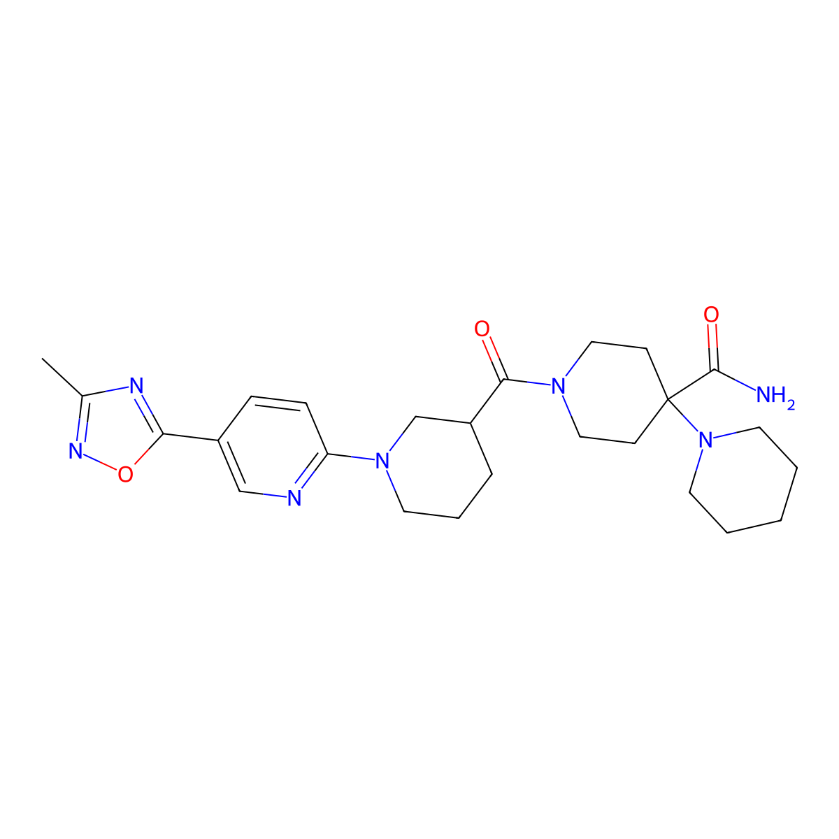 1'-{1-[5-(3-Methyl-1,2,4-oxadiazol-5-YL)pyridin-2-YL]piperidine-3-carbonyl}-[1,4'-bipiperidine]-4'-carboxamide molecular structure, CAS 1421463-87-7