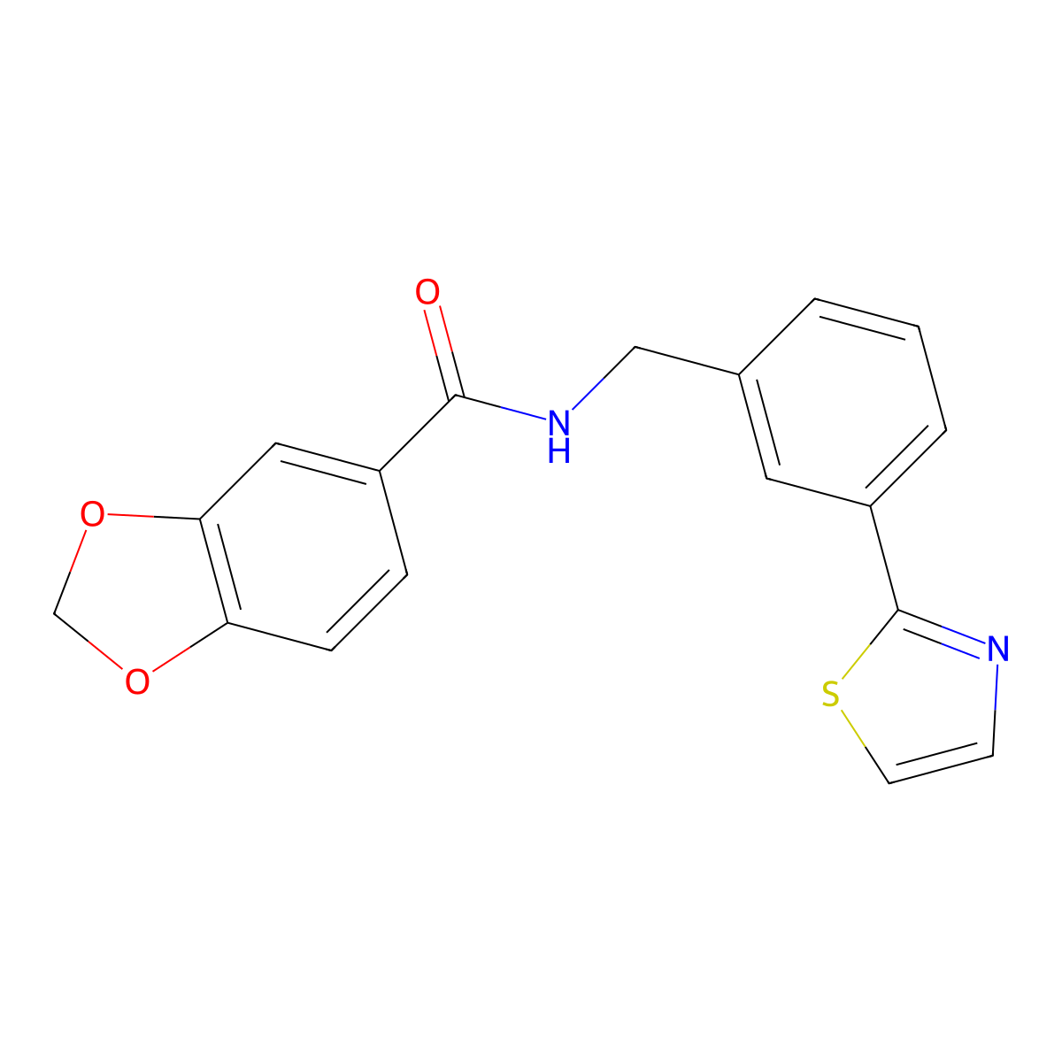 N-(3-(thiazol-2-yl)benzyl)benzo[d][1,3]dioxole-5-carboxamide molecular structure, CAS 1421463-95-7