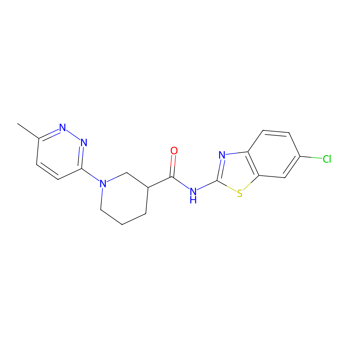 N-(6-chlorobenzo[d]thiazol-2-yl)-1-(6-methylpyridazin-3-yl)piperidine-3-carboxamide molecular structure, CAS 1421464-01-8