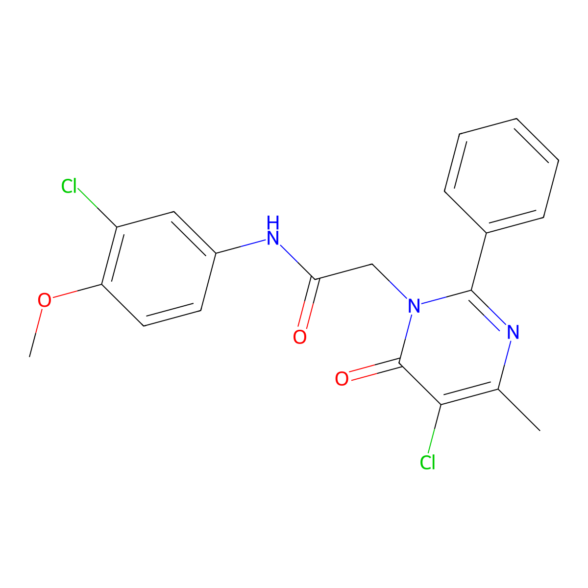 N-(3-chloro-4-methoxyphenyl)-2-(5-chloro-4-methyl-6-oxo-2-phenylpyrimidin-1(6H)-yl)acetamide molecular structure, CAS 1421464-31-4