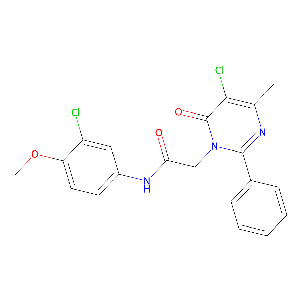 N-(3-chloro-4-methoxyphenyl)-2-(5-chloro-4-methyl-6-oxo-2-phenylpyrimidin-1(6H)-yl)acetamide molecular structure, CAS 1421464-31-4