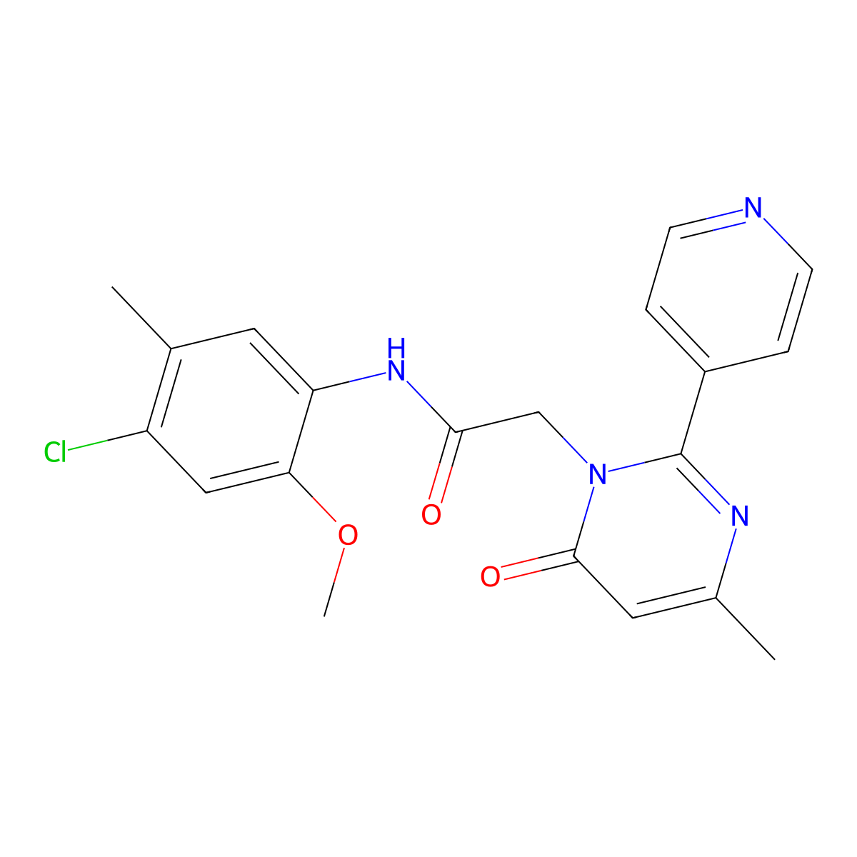 N-(4-chloro-2-methoxy-5-methylphenyl)-2-(4-methyl-6-oxo-2-(pyridin-4-yl)pyrimidin-1(6H)-yl)acetamide molecular structure, CAS 1421464-45-0
