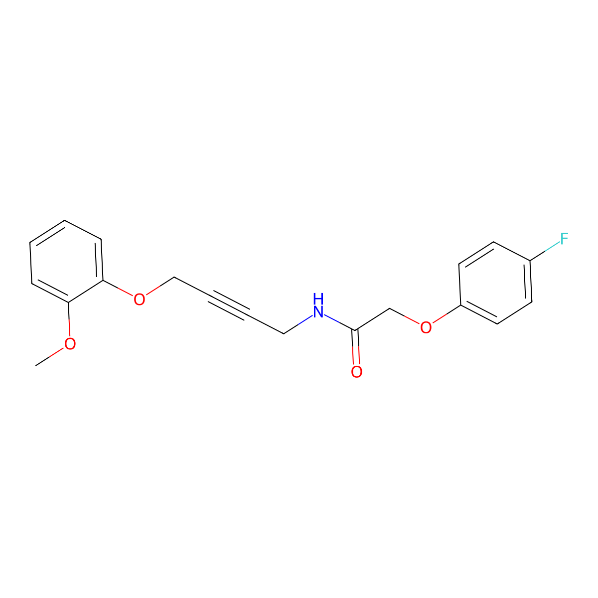 2-(4-Fluorophenoxy)-N-[4-(2-methoxyphenoxy)but-2-YN-1-YL]acetamide molecular structure, CAS 1421464-55-2