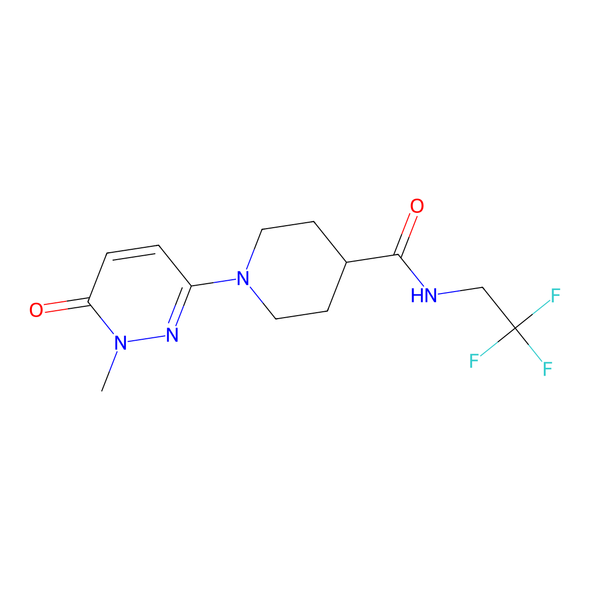 1-(1-methyl-6-oxo-1,6-dihydropyridazin-3-yl)-N-(2,2,2-trifluoroethyl)piperidine-4-carboxamide molecular structure, CAS 1421464-61-0