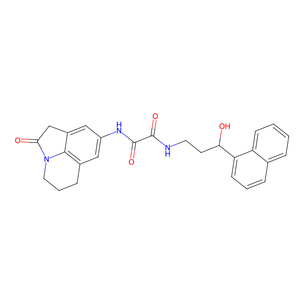 N'-[3-hydroxy-3-(naphthalen-1-yl)propyl]-N-{2-oxo-1-azatricyclo[6.3.1.0^{4,12}]dodeca-4,6,8(12)-trien-6-yl}ethanediamide molecular structure, CAS 1421464-64-3
