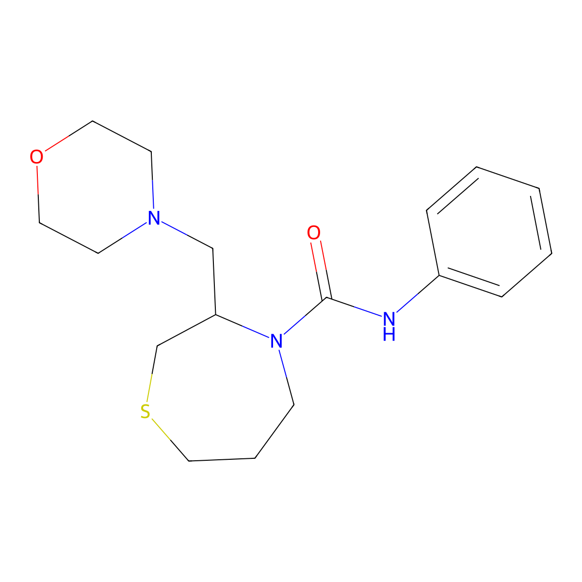 3-[(morpholin-4-yl)methyl]-N-phenyl-1,4-thiazepane-4-carboxamide molecular structure, CAS 1421464-69-8