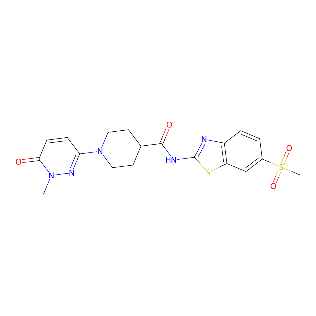 1-(1-methyl-6-oxo-1,6-dihydropyridazin-3-yl)-N-(6-(methylsulfonyl)benzo[d]thiazol-2-yl)piperidine-4-carboxamide molecular structure, CAS 1421464-71-2