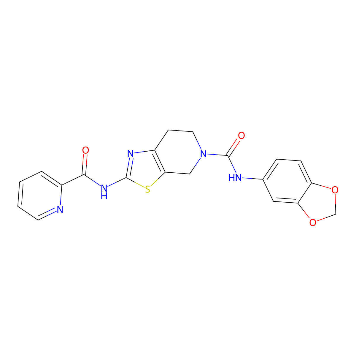 N-(benzo[d][1,3]dioxol-5-yl)-2-(picolinamido)-6,7-dihydrothiazolo[5,4-c]pyridine-5(4H)-carboxamide molecular structure, CAS 1421464-76-7