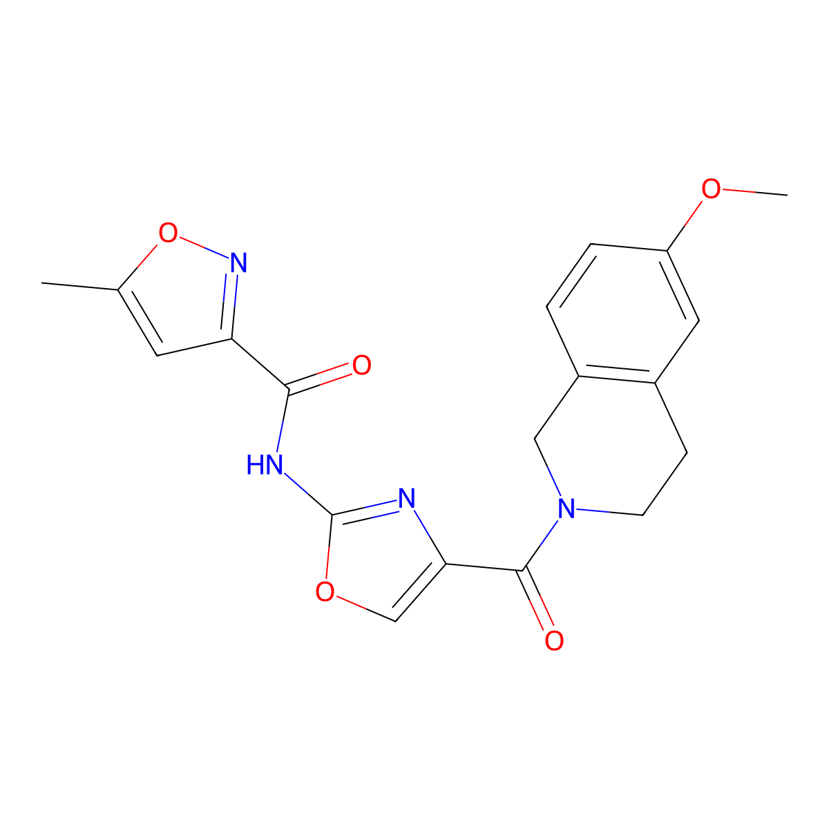 N-(4-(6-methoxy-1,2,3,4-tetrahydroisoquinoline-2-carbonyl)oxazol-2-yl)-5-methylisoxazole-3-carboxamide molecular structure, CAS 1421465-27-1