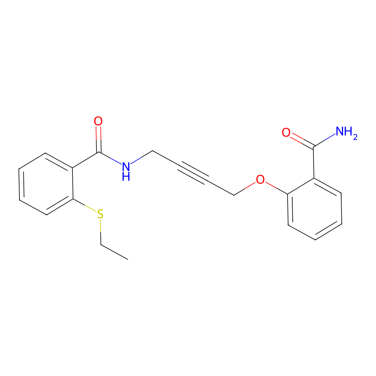2-[(4-{[2-(Ethylsulfanyl)phenyl]formamido}but-2-yn-1-yl)oxy]benzamide molecular structure, CAS 1421465-36-2