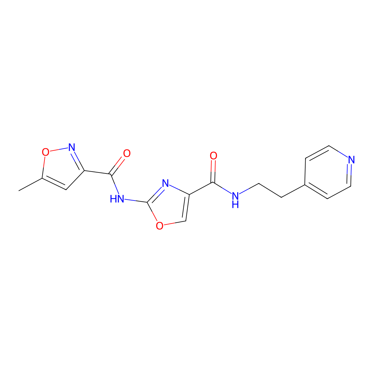 5-Methyl-N-(4-{[2-(pyridin-4-YL)ethyl]carbamoyl}-1,3-oxazol-2-YL)-1,2-oxazole-3-carboxamide molecular structure, CAS 1421465-49-7