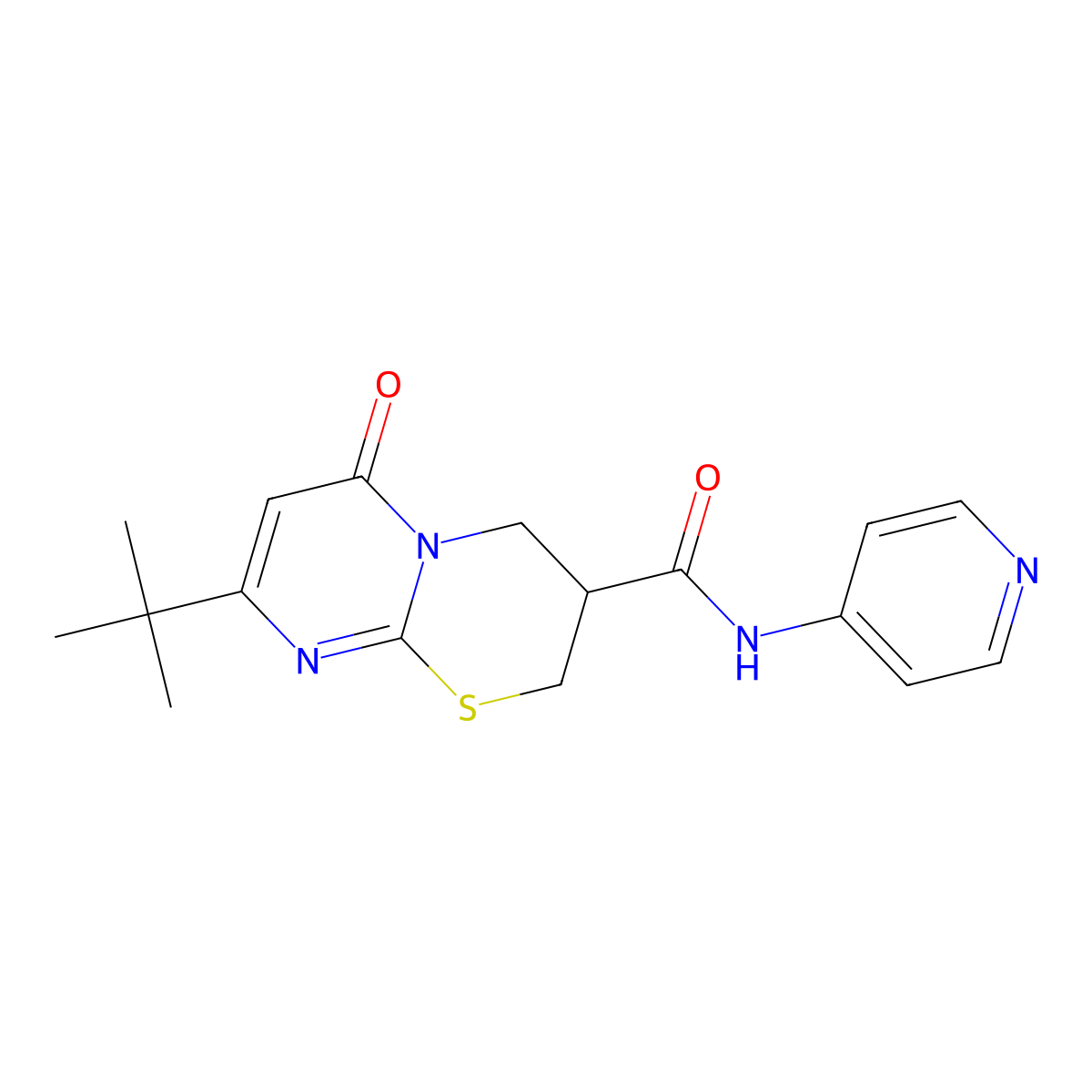 8-tert-butyl-6-oxo-N-(pyridin-4-yl)-2H,3H,4H,6H-pyrimido[2,1-b][1,3]thiazine-3-carboxamide molecular structure, CAS 1421465-50-0