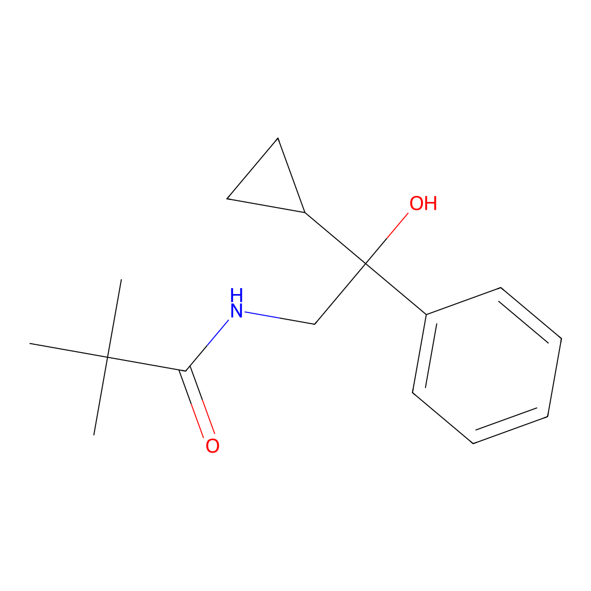 N-(2-cyclopropyl-2-hydroxy-2-phenylethyl)pivalamide molecular structure, CAS 1421465-58-8