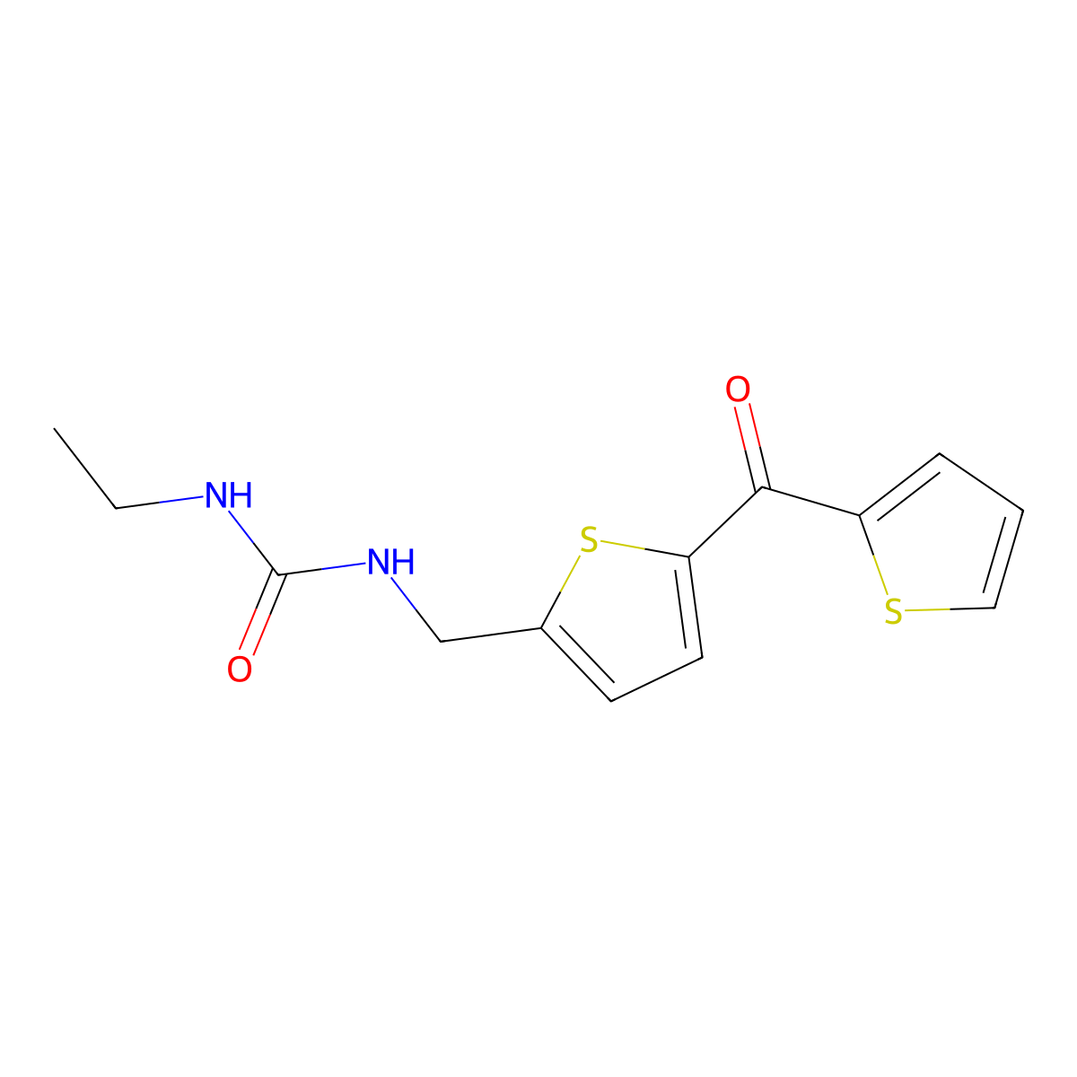 1-Ethyl-3-((5-(thiophene-2-carbonyl)thiophen-2-yl)methyl)urea molecular structure, CAS 1421465-74-8