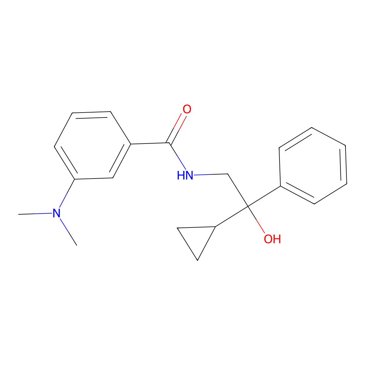 N-(2-cyclopropyl-2-hydroxy-2-phenylethyl)-3-(dimethylamino)benzamide molecular structure, CAS 1421465-75-9