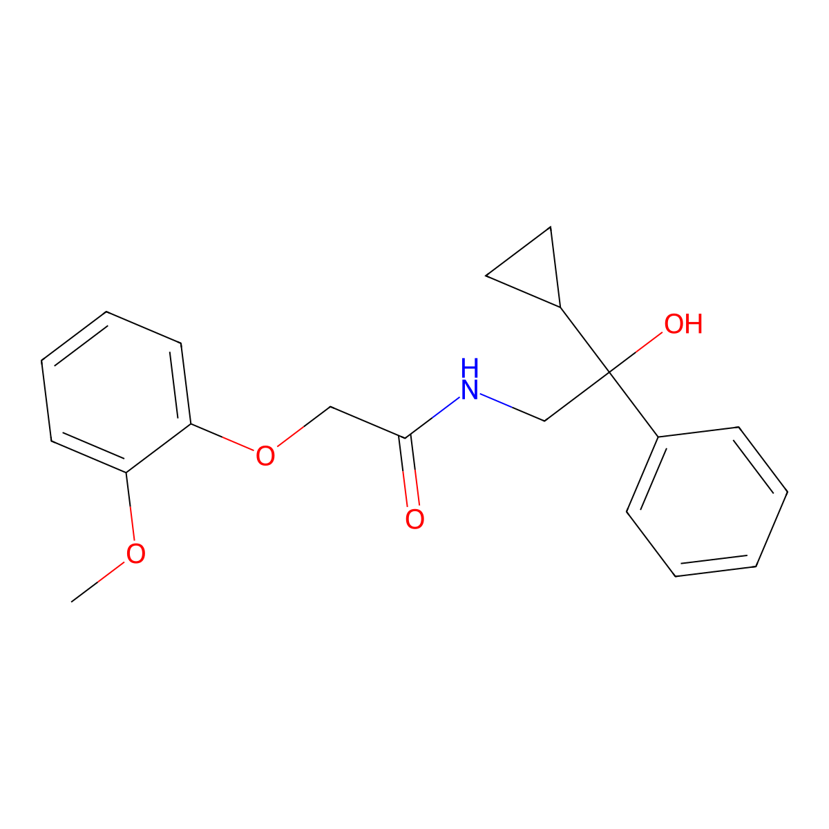 N-(2-cyclopropyl-2-hydroxy-2-phenylethyl)-2-(2-methoxyphenoxy)acetamide molecular structure, CAS 1421465-78-2