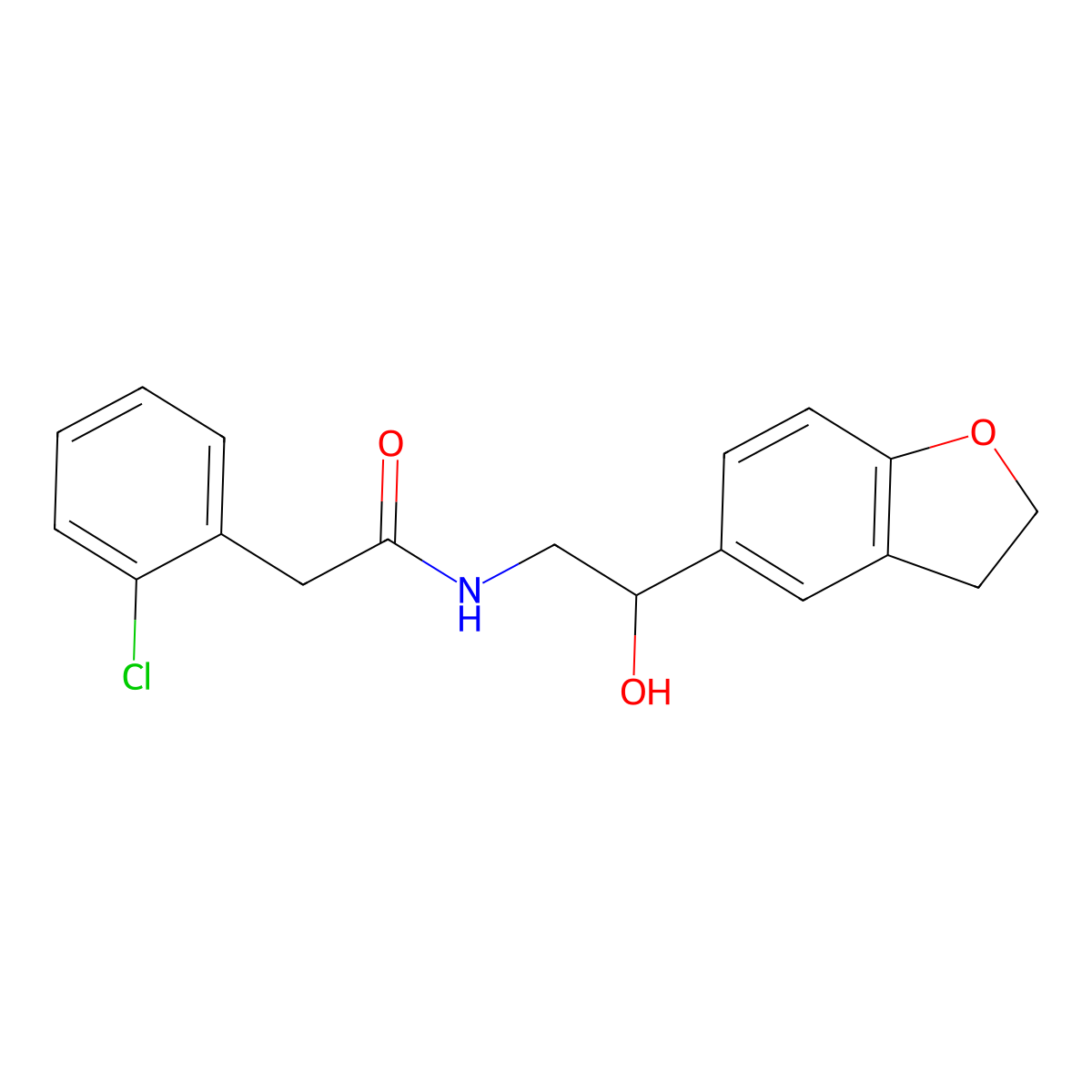 2-(2-chlorophenyl)-N-(2-(2,3-dihydrobenzofuran-5-yl)-2-hydroxyethyl)acetamide molecular structure, CAS 1421465-83-9