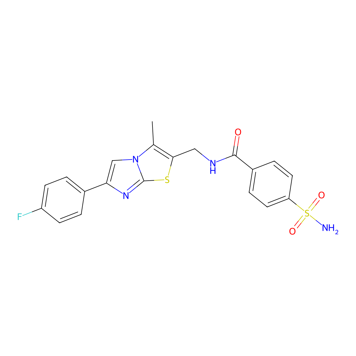 N-((6-(4-fluorophenyl)-3-methylimidazo[2,1-b]thiazol-2-yl)methyl)-4-sulfamoylbenzamide molecular structure, CAS 1421465-89-5