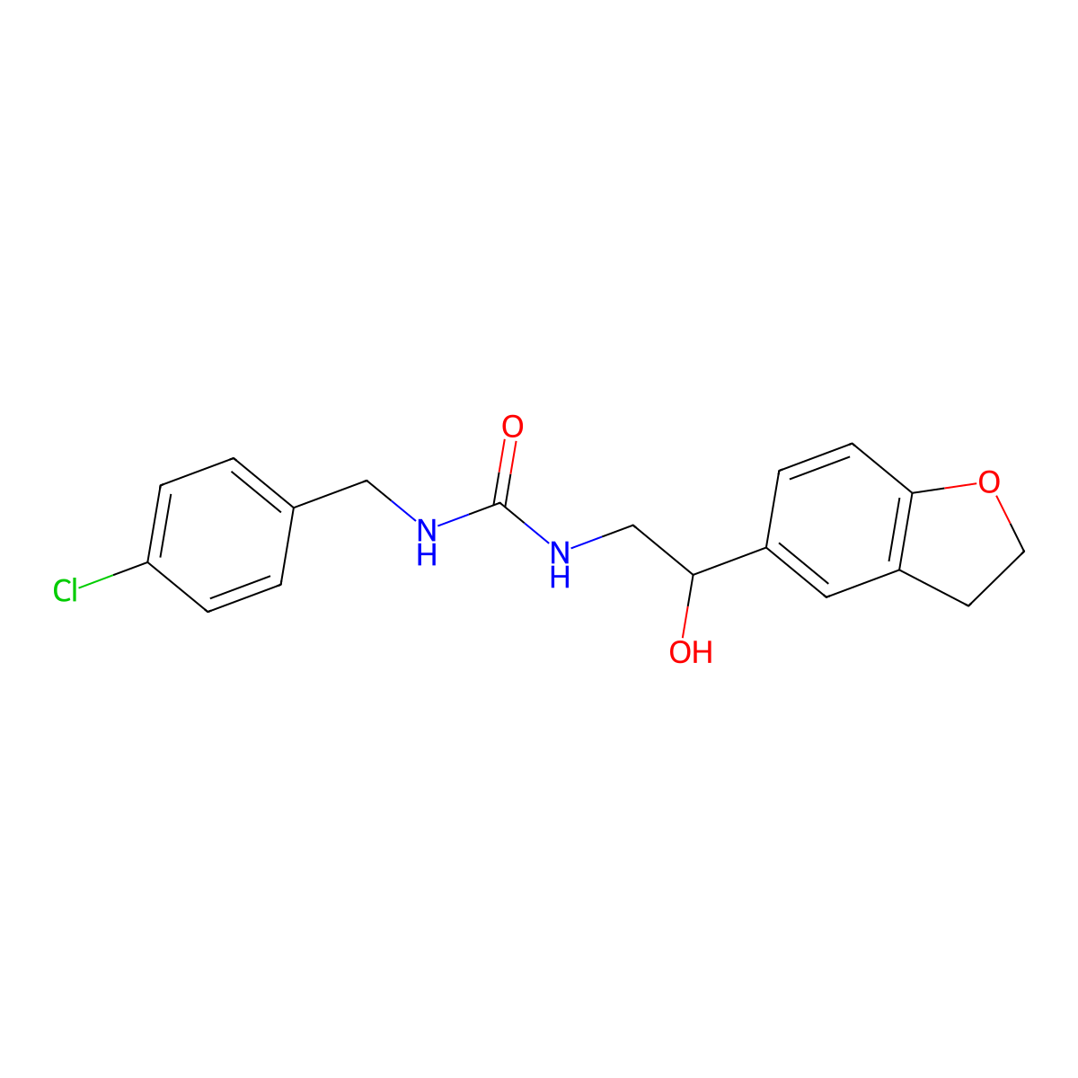 1-(4-Chlorobenzyl)-3-(2-(2,3-dihydrobenzofuran-5-yl)-2-hydroxyethyl)urea molecular structure, CAS 1421465-91-9