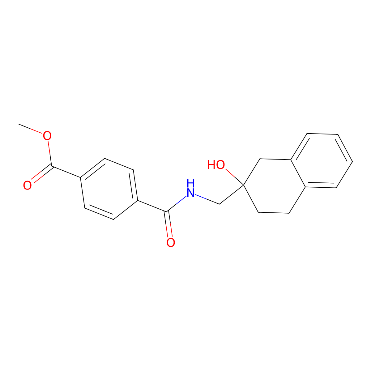 Methyl 4-(((2-hydroxy-1,2,3,4-tetrahydronaphthalen-2-yl)methyl)carbamoyl)benzoate molecular structure, CAS 1421465-93-1
