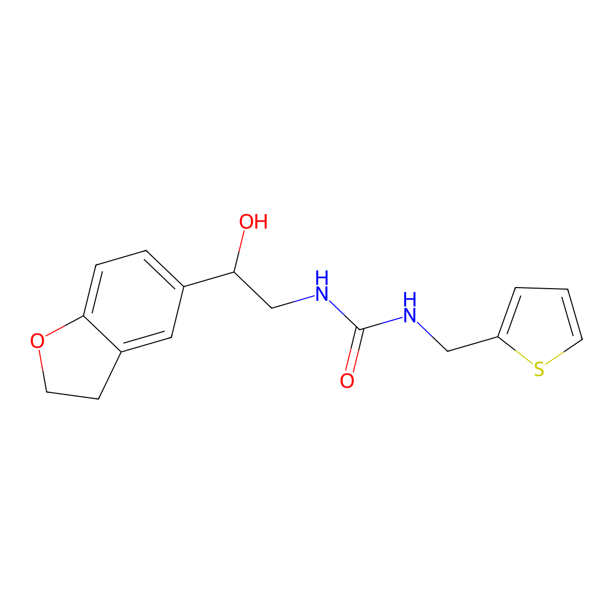 1-(2-(2,3-Dihydrobenzofuran-5-yl)-2-hydroxyethyl)-3-(thiophen-2-ylmethyl)urea molecular structure, CAS 1421465-96-4