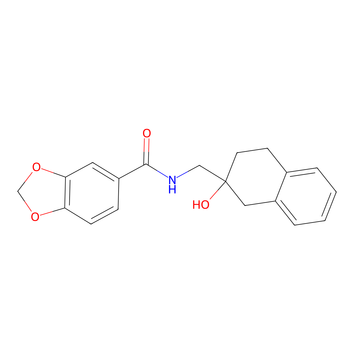 N-((2-hydroxy-1,2,3,4-tetrahydronaphthalen-2-yl)methyl)benzo[d][1,3]dioxole-5-carboxamide molecular structure, CAS 1421466-03-6