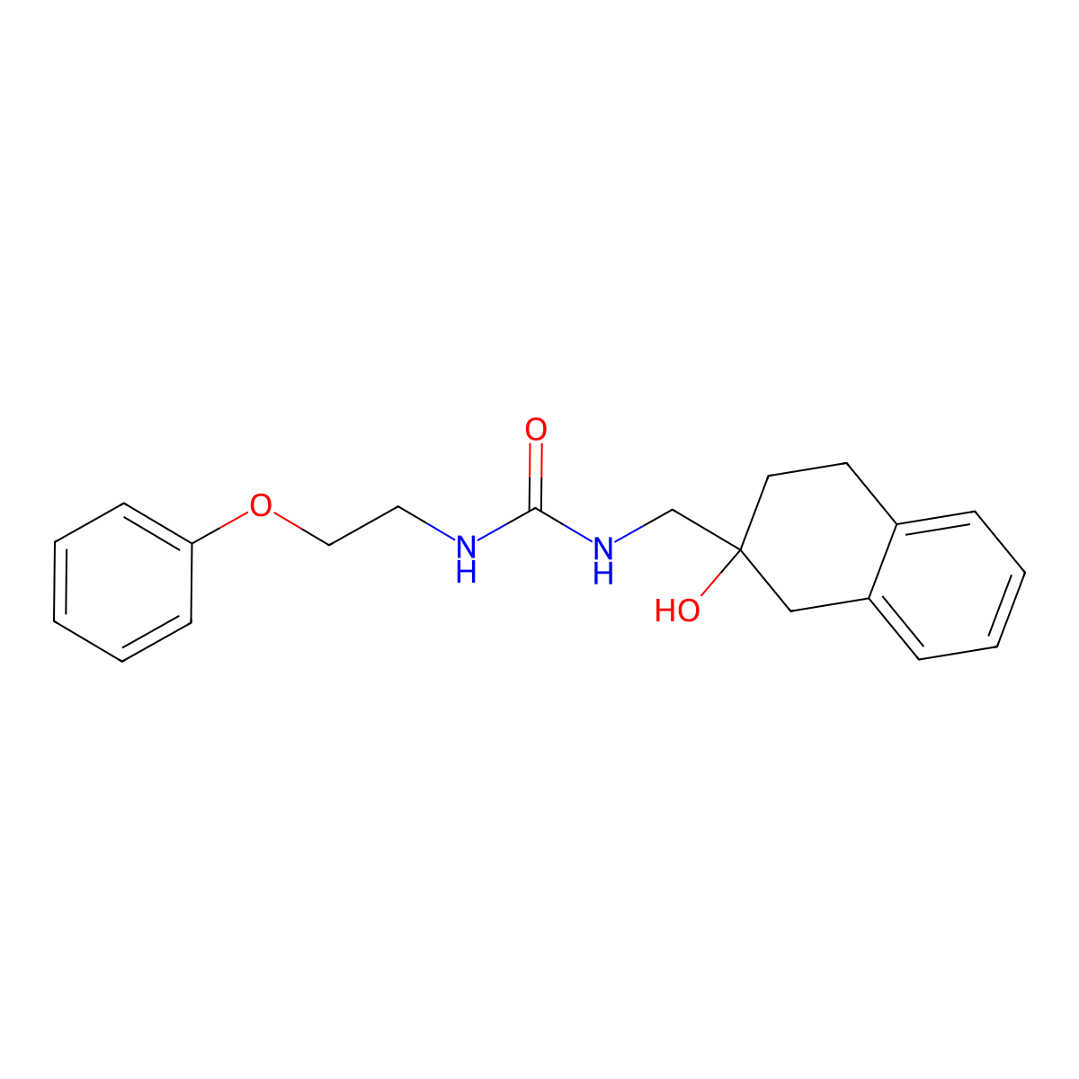 1-((2-Hydroxy-1,2,3,4-tetrahydronaphthalen-2-yl)methyl)-3-(2-phenoxyethyl)urea molecular structure, CAS 1421466-06-9