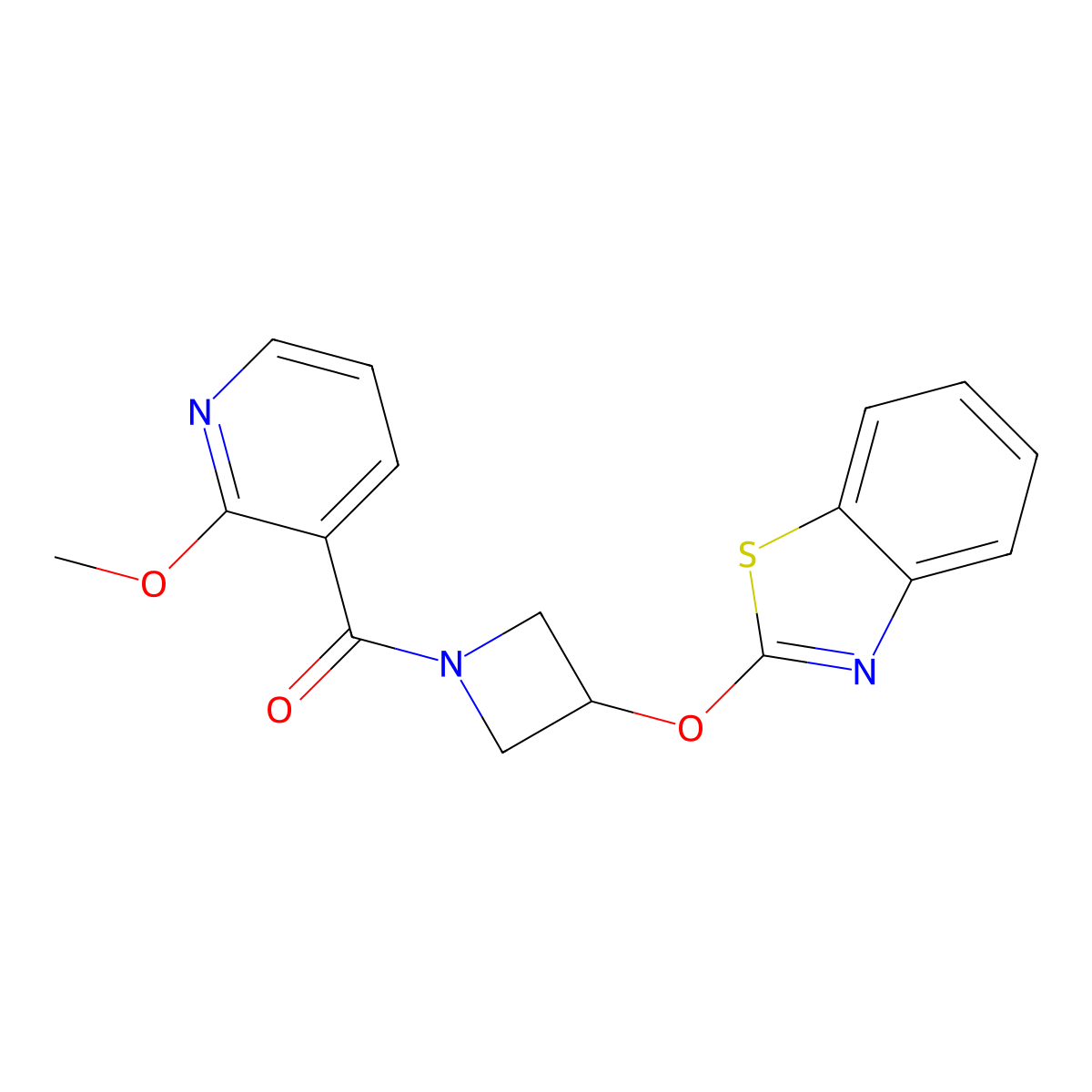(3-(Benzo[d]thiazol-2-yloxy)azetidin-1-yl)(2-methoxypyridin-3-yl)methanone molecular structure, CAS 1421466-13-8