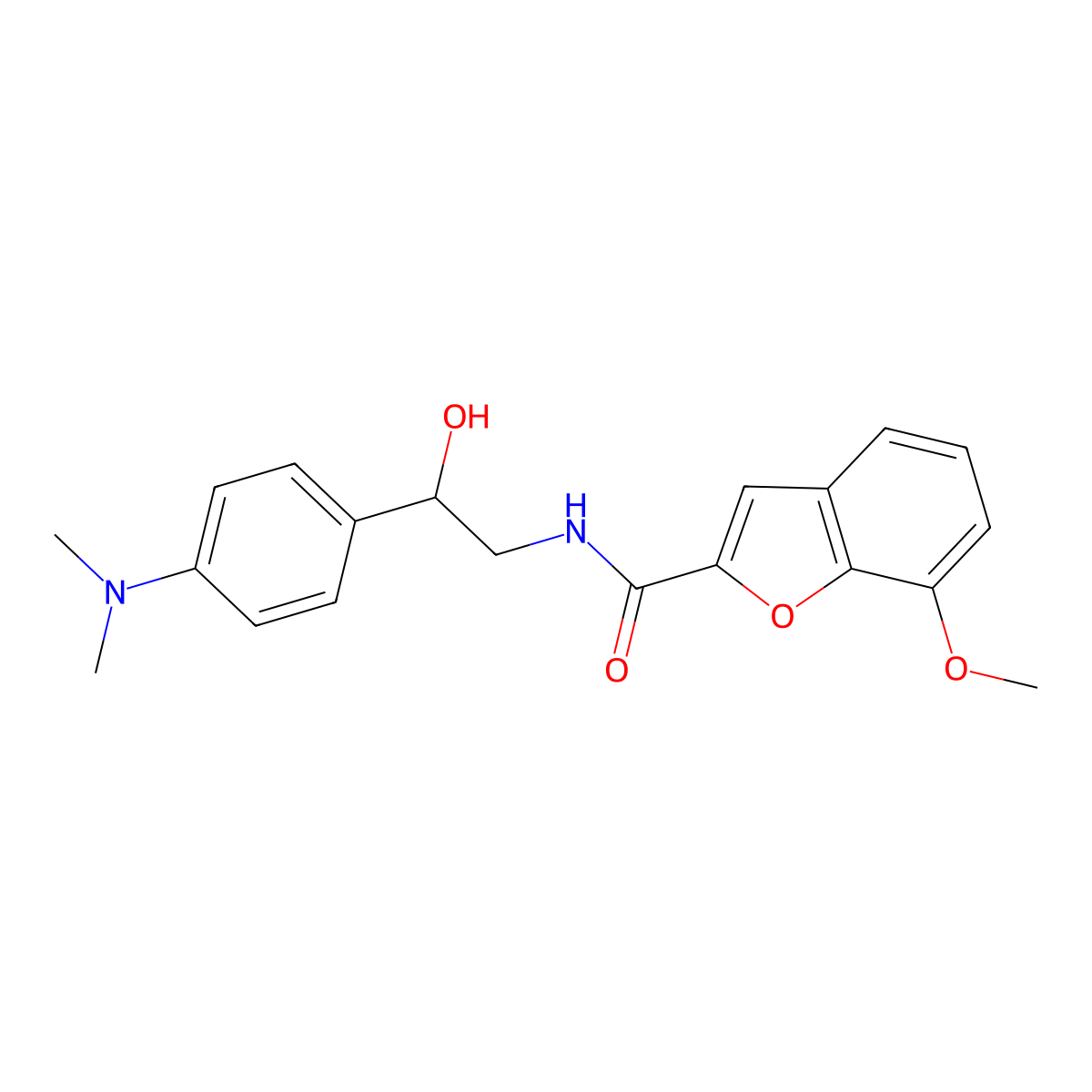 N-(2-(4-(dimethylamino)phenyl)-2-hydroxyethyl)-7-methoxybenzofuran-2-carboxamide molecular structure, CAS 1421466-15-0